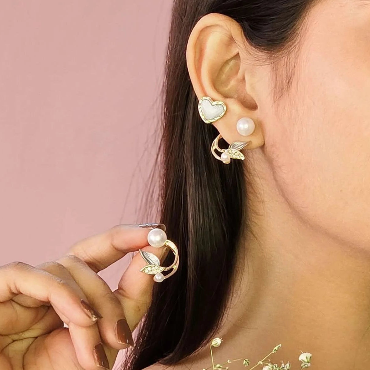 PEARL LEAF ELEGANCE EARRING