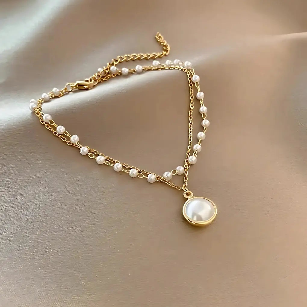 PEARL GOLD PLATED DOUBLE LAYER BRACELET