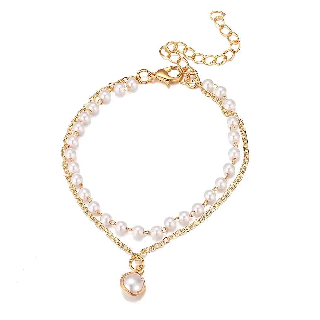 PEARL GOLD PLATED DOUBLE LAYER BRACELET