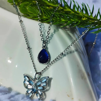 BLUE PEARL BUTTERFLY NECKLACE