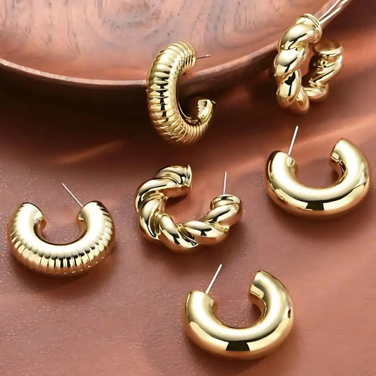 ELEGANT GOLD HOOP COLLECTION EARRINGS