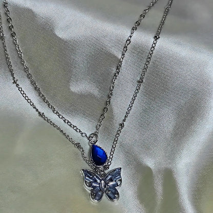 BLUE PEARL BUTTERFLY NECKLACE