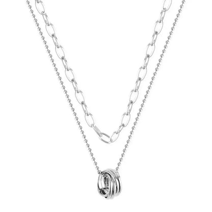 DOUBLE LAYER SILVER CHAIN NECKLACE