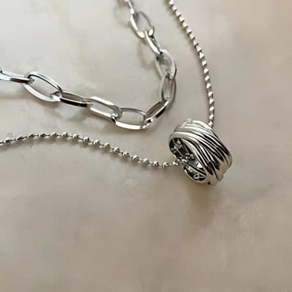 DOUBLE LAYER SILVER CHAIN NECKLACE