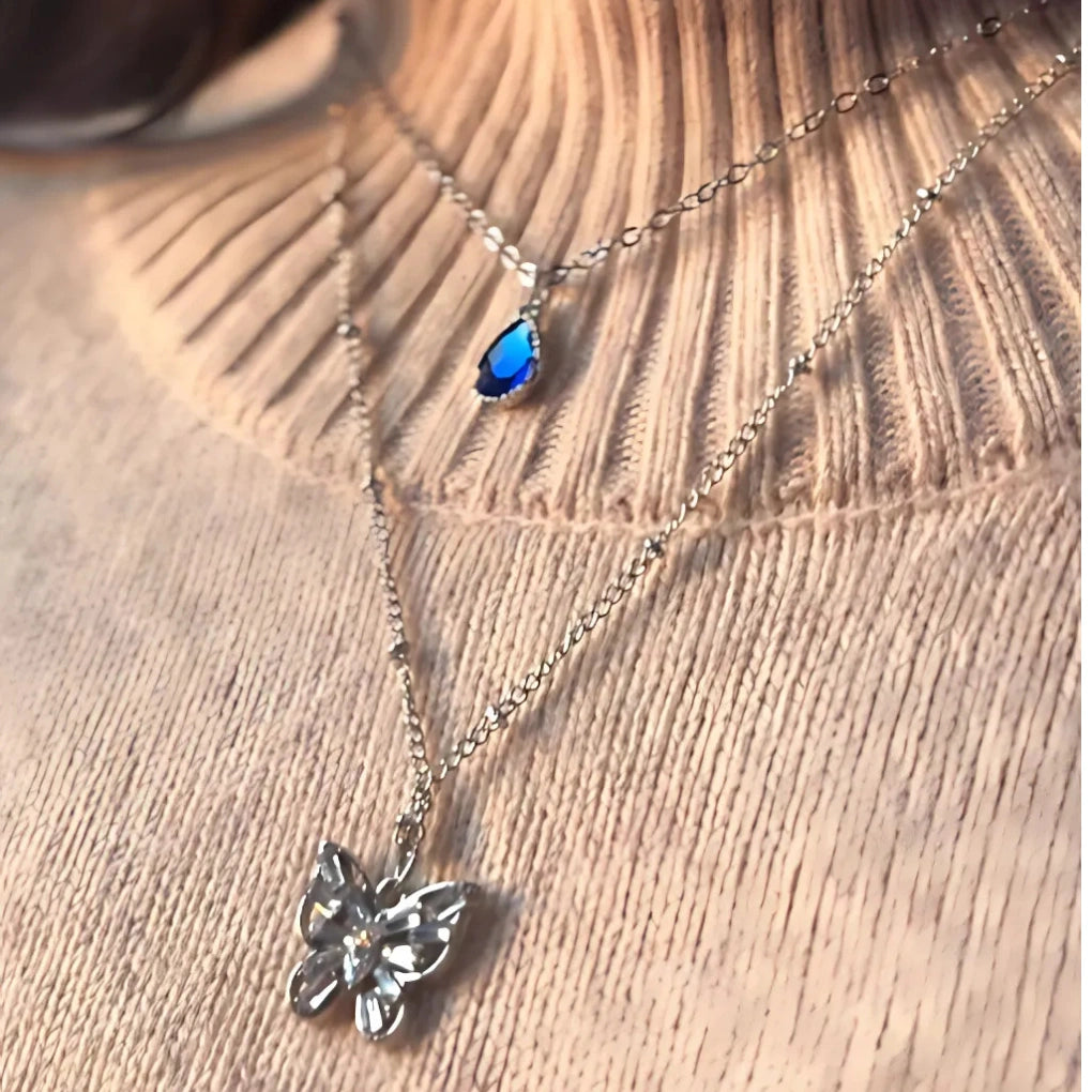 BLUE PEARL BUTTERFLY NECKLACE