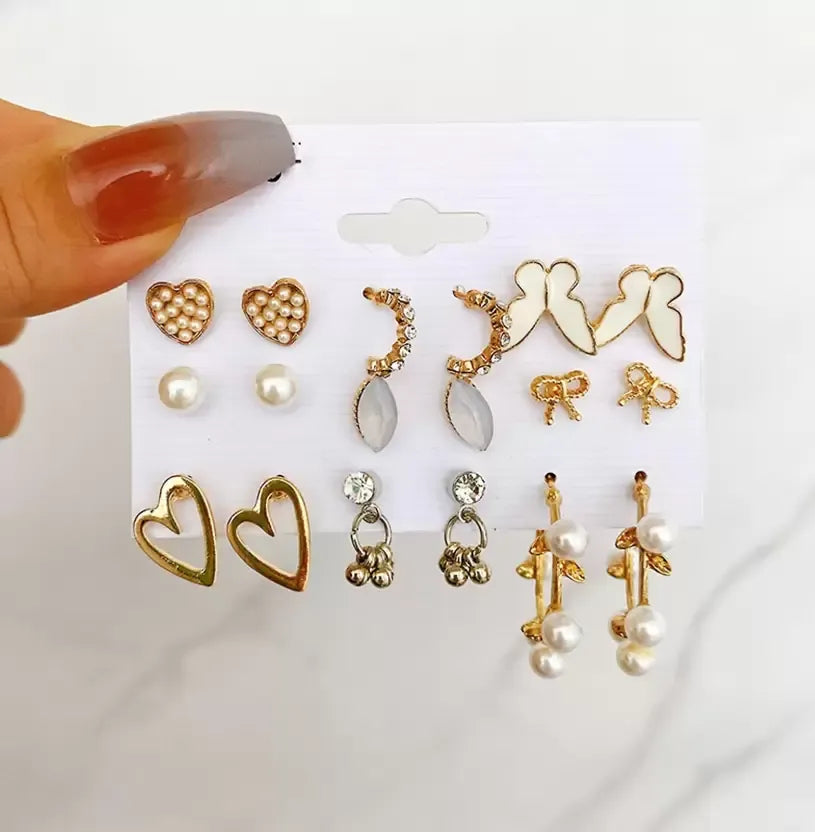 GOLDEN ELEGANCE EARRING SET OF 9